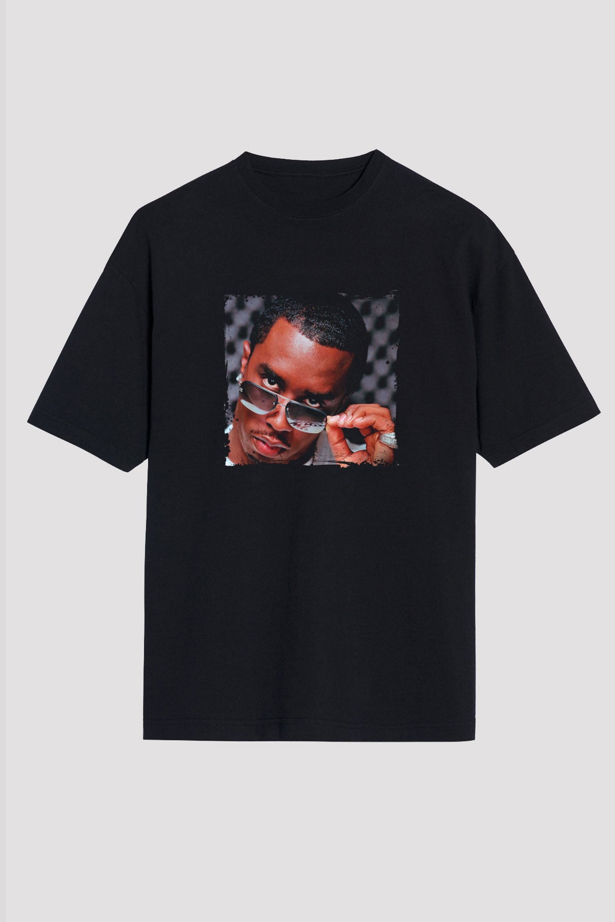 Diddy Baskılı Unisex Oversize Siyah Tişört