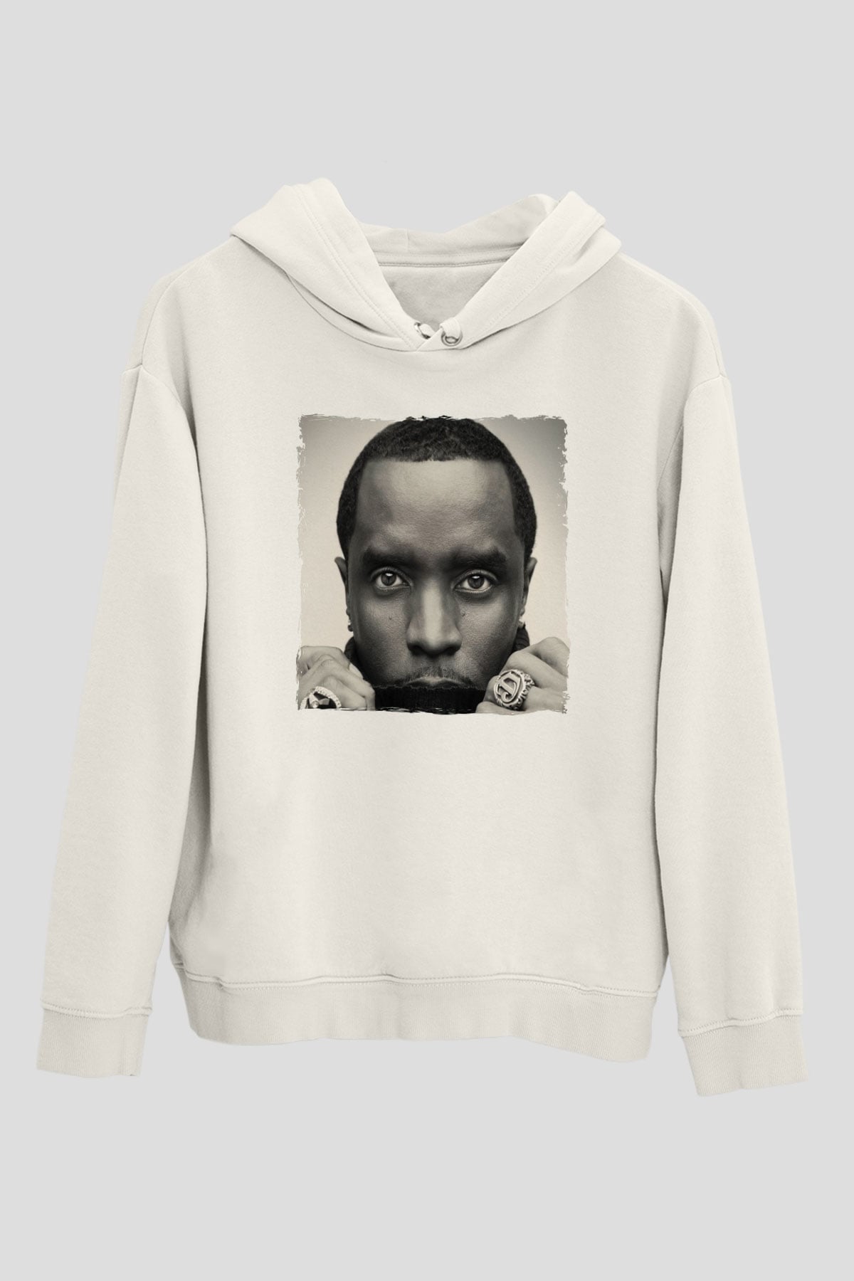 Diddy Beyaz Unisex Kapüşonlu Sweatshirt