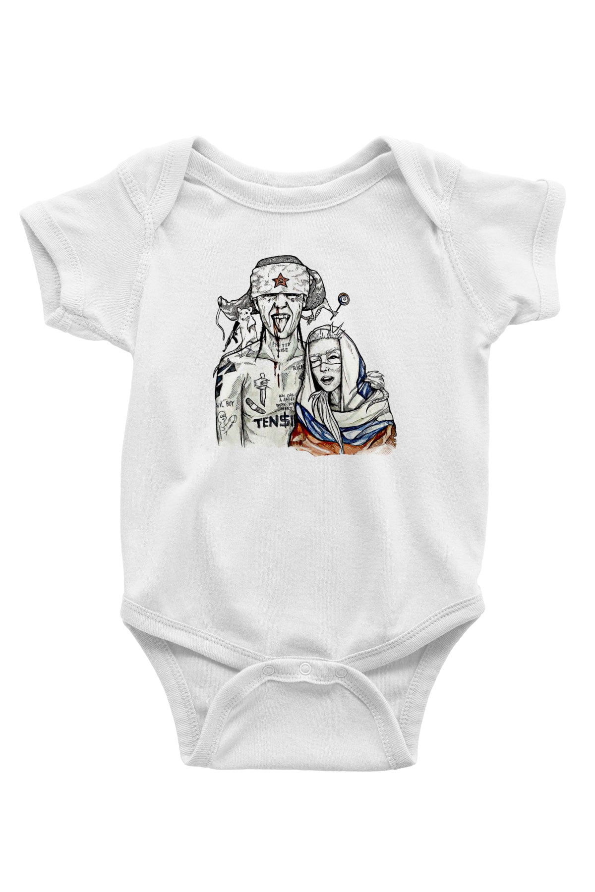 Die Antwoord Baskılı Beyaz Unisex Bebek Body - Zıbın