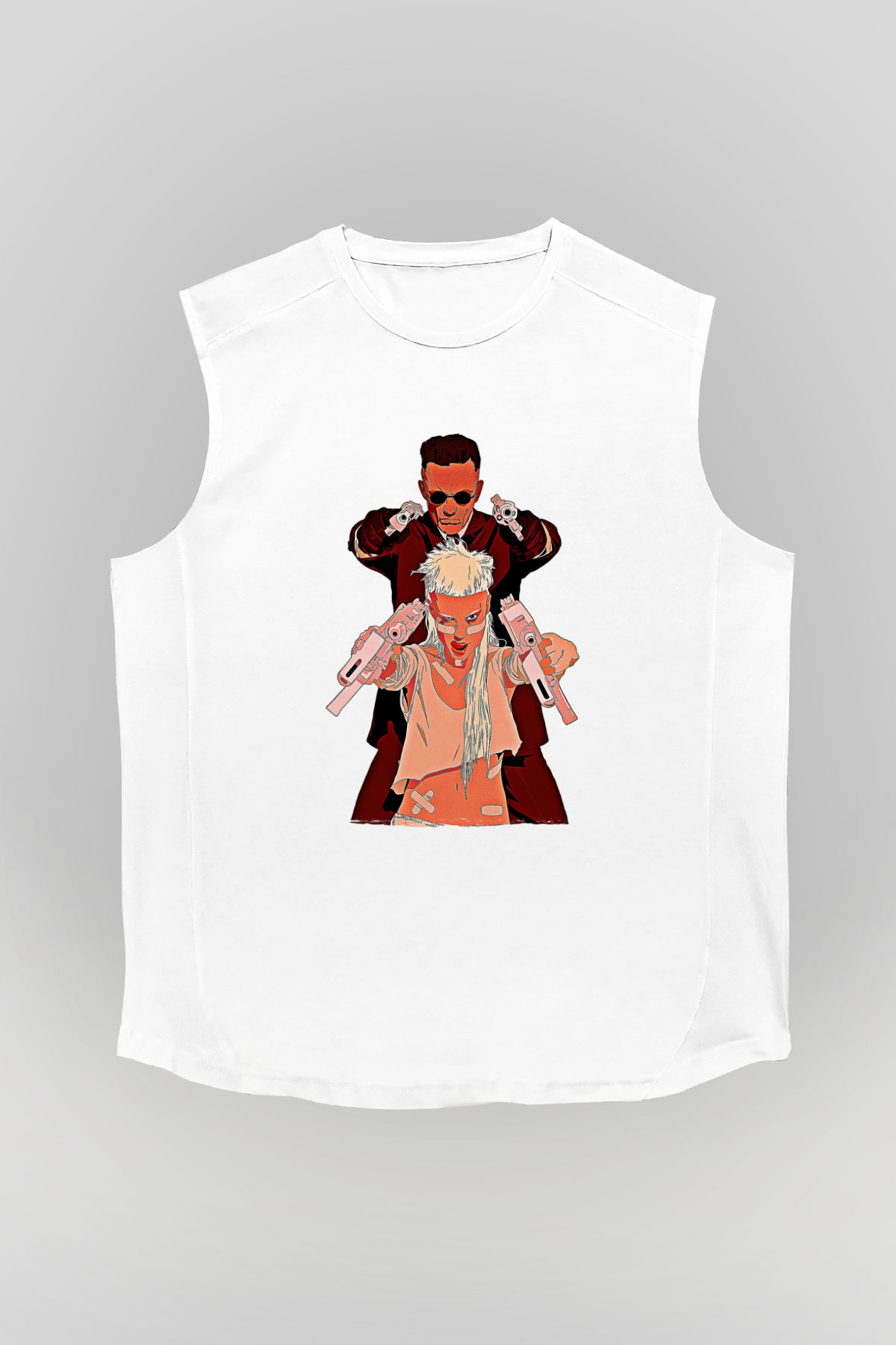 Die Antwoord Baskılı Beyaz Unisex Kolsuz Tişört - Tshirt