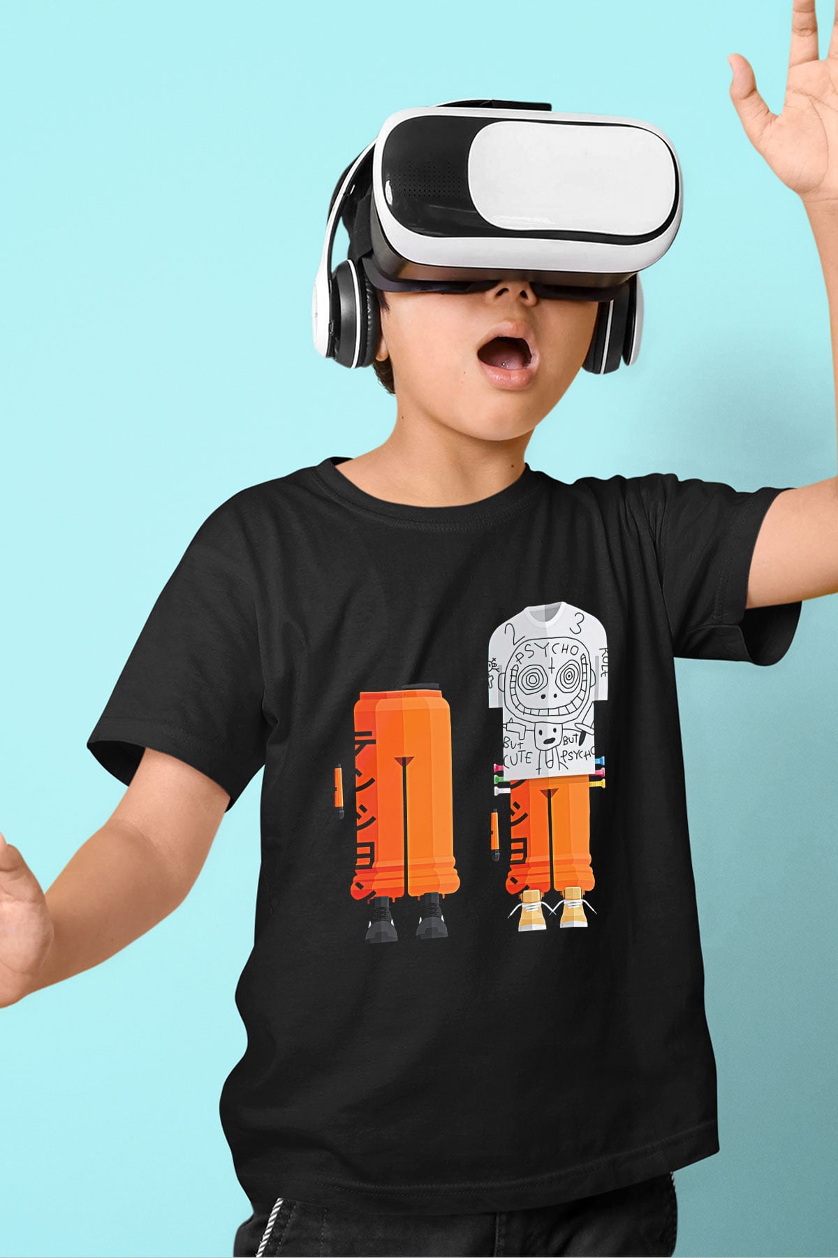 Die Antwoord Baskılı Unisex Siyah Çocuk Tişört - Tshirt