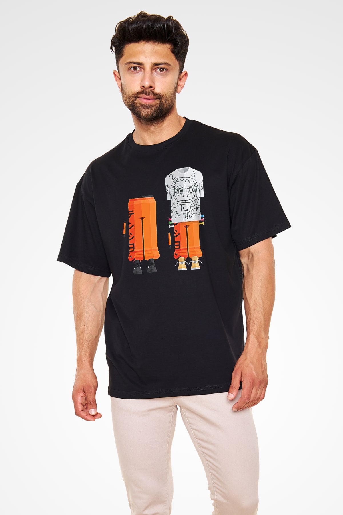 Die Antwoord Baskılı Unisex Siyah Oversize Tişört - Tshirt