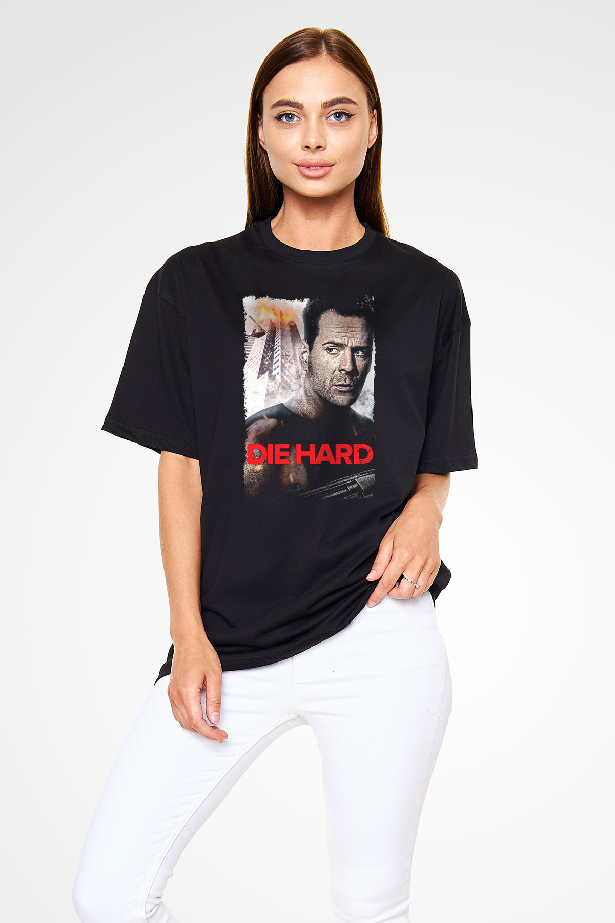 Die Hard Beyaz Oversize Tişört Oversize T-shirt