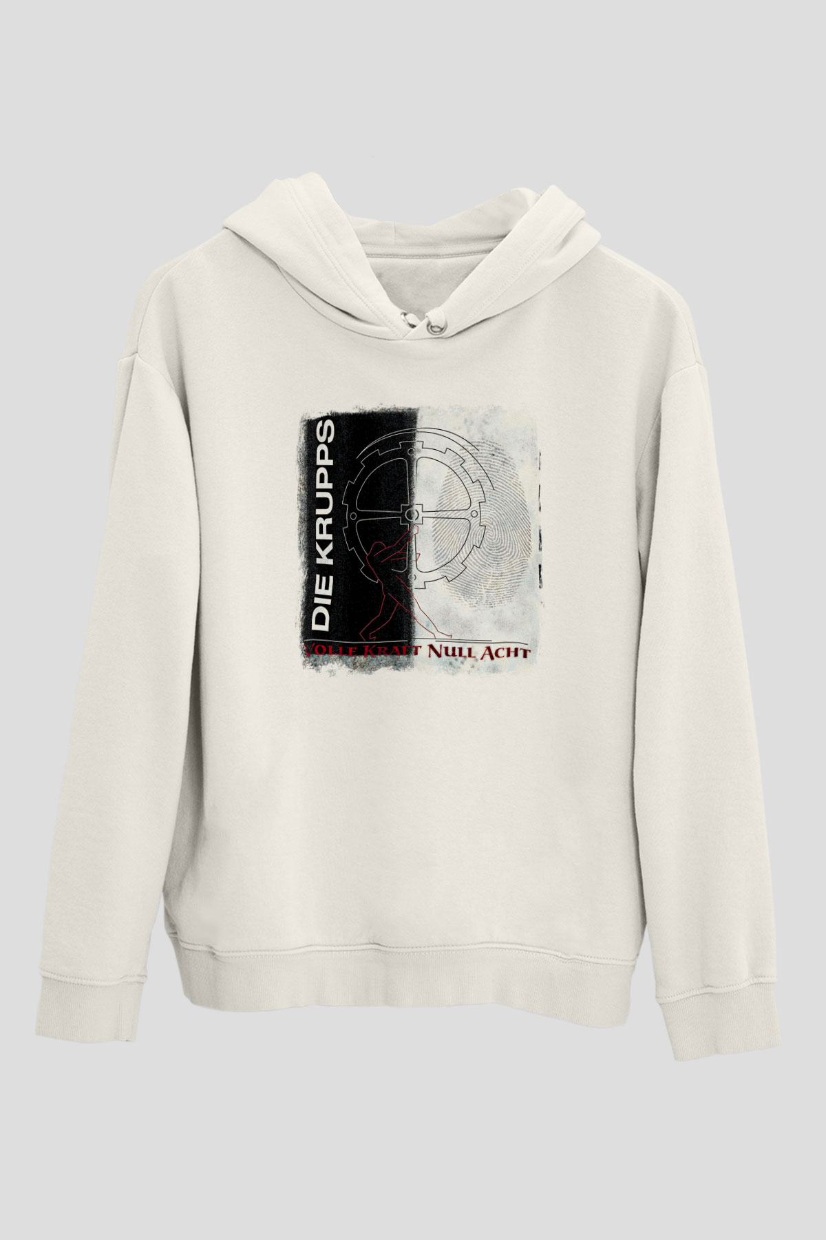 Die Krupps Baskılı Unisex Beyaz Hoodie