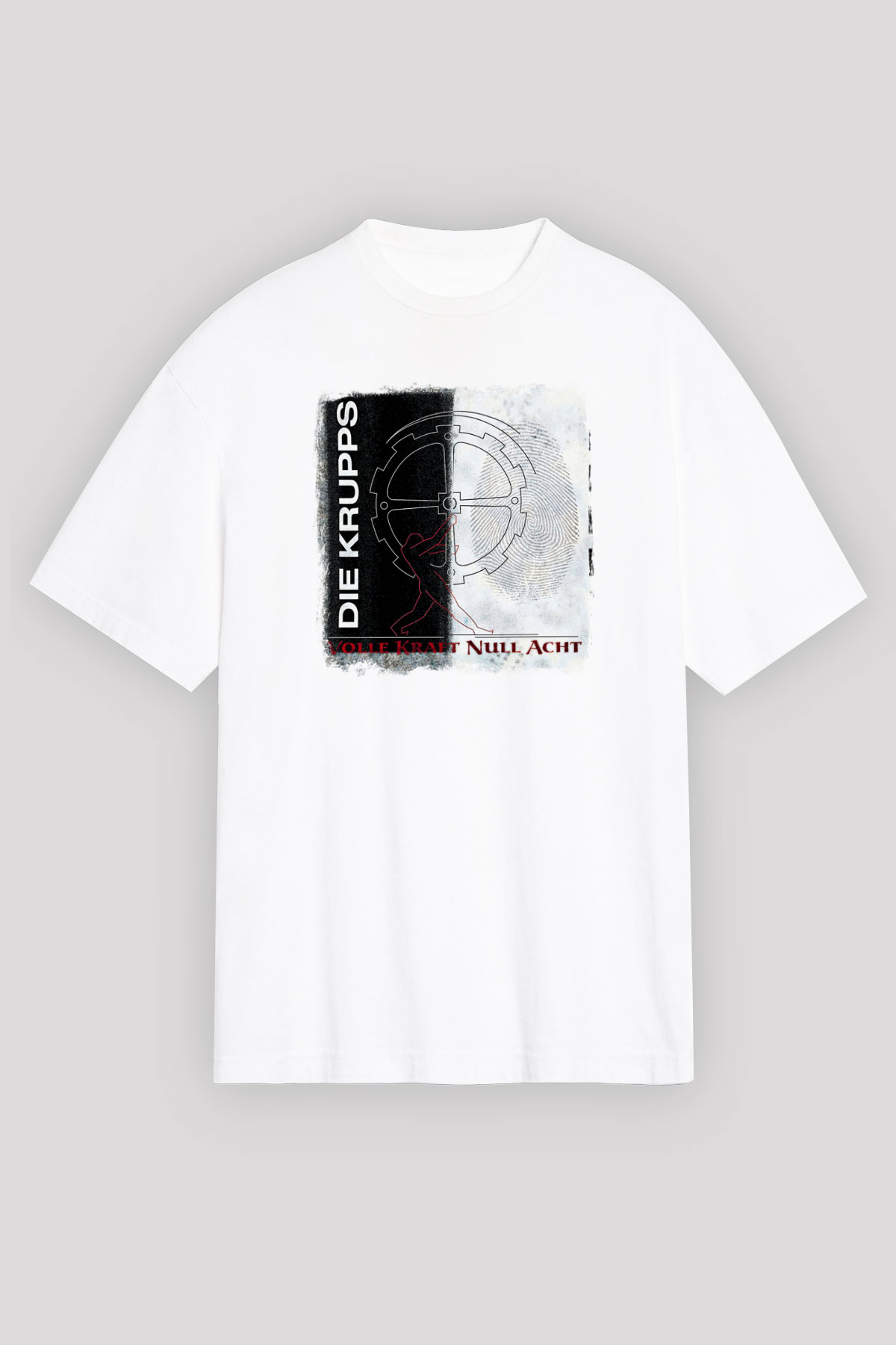 Die Krupps Baskılı Unisex Beyaz Oversize Tişört