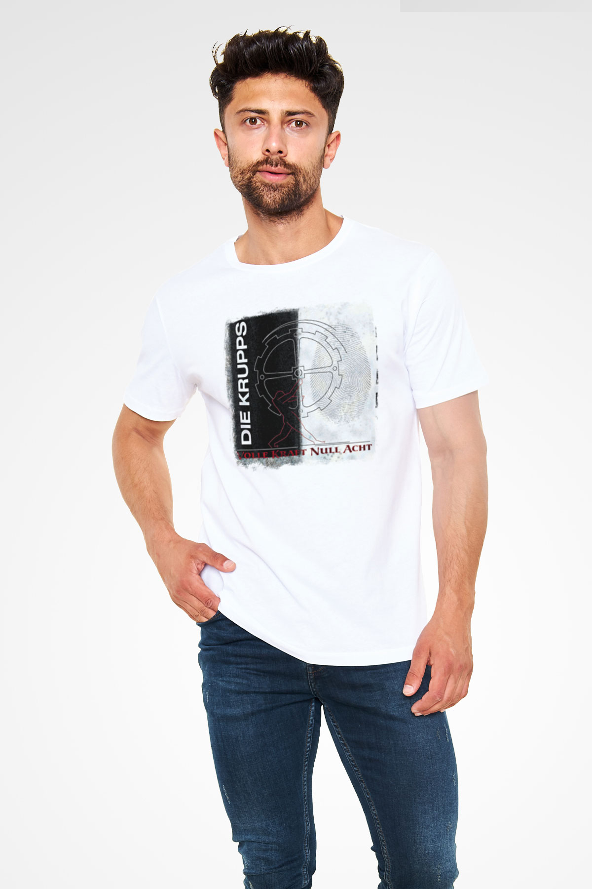 Die Krupps Baskılı Unisex Beyaz Tişört