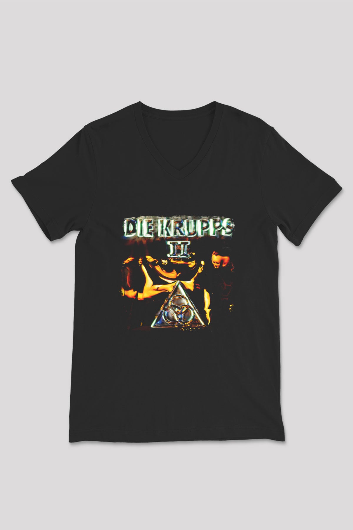 Die Krupps Baskılı Unisex Siyah V Yaka Tişört