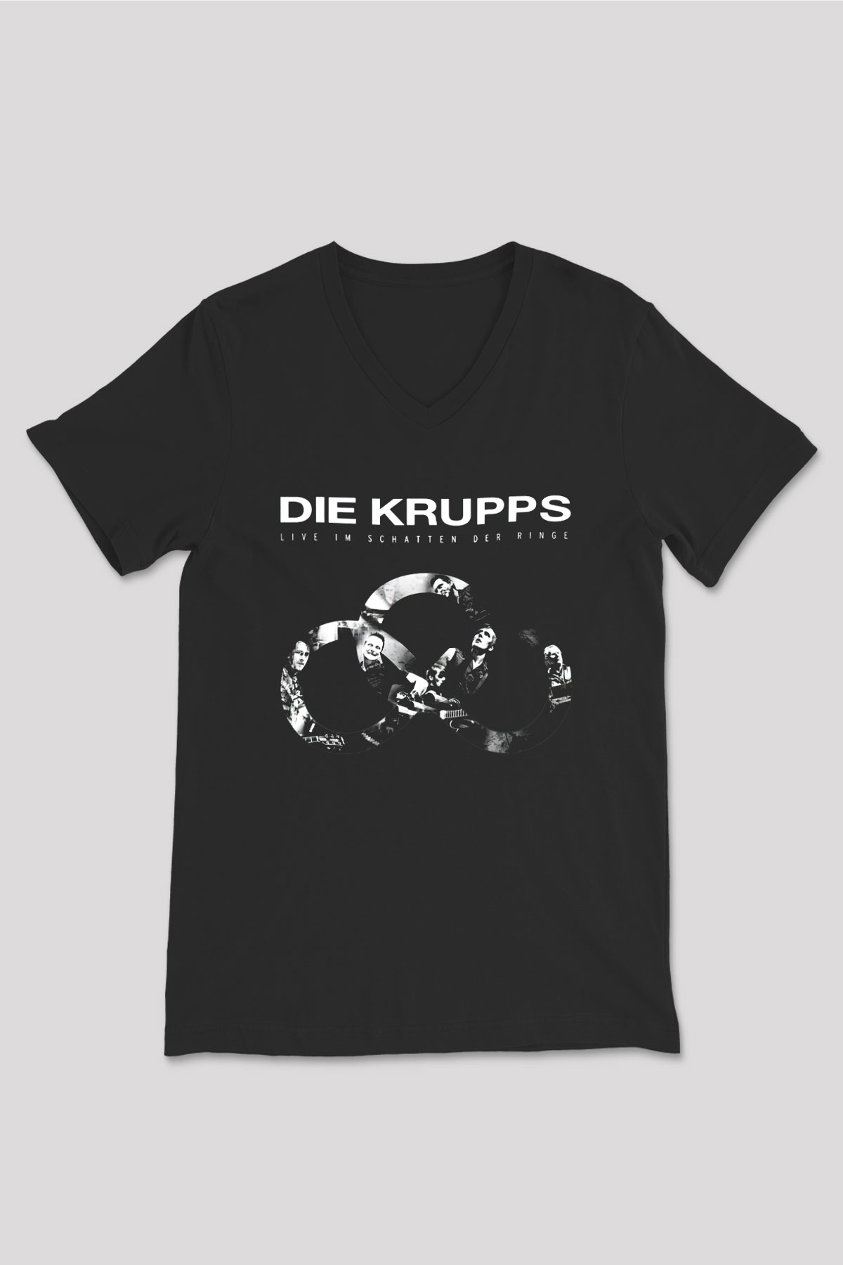 Die Krupps Siyah Unisex V Yaka Tişört T-Shirt