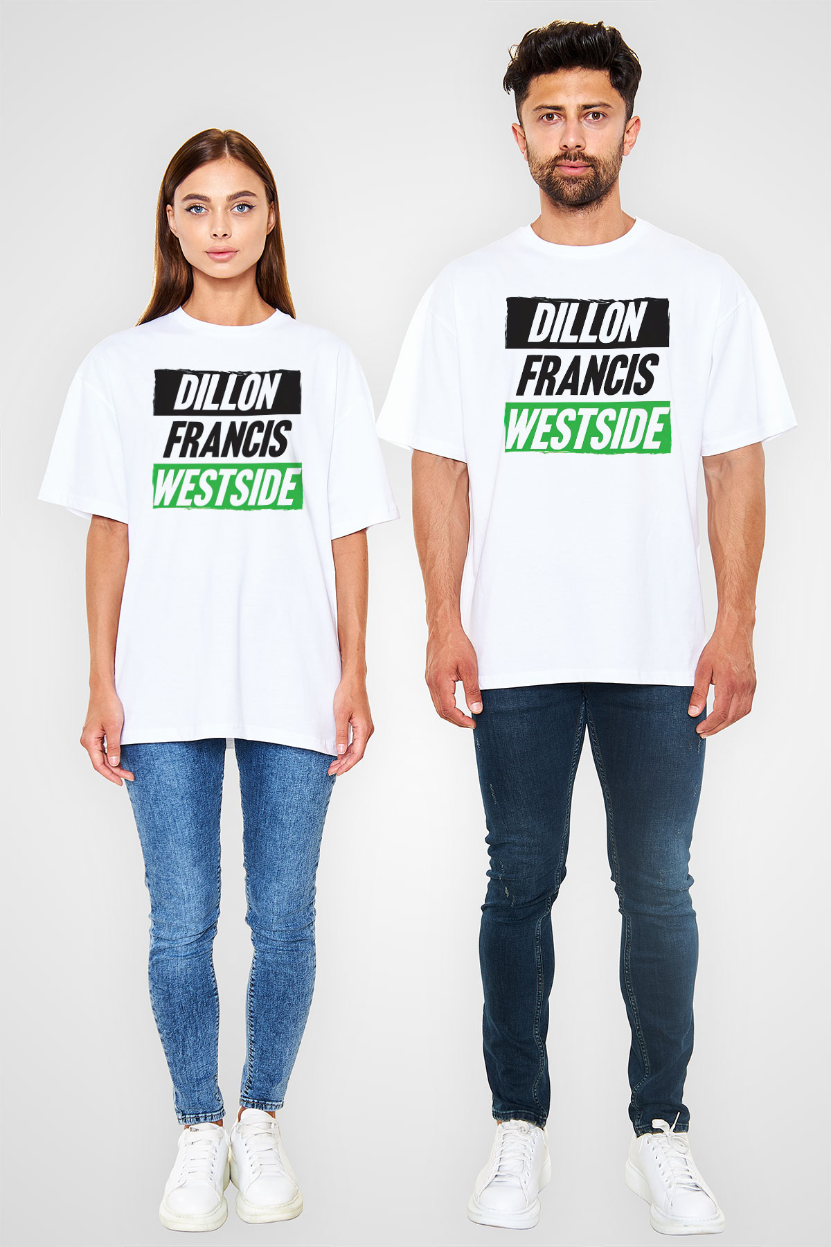Dillion Francis Beyaz Oversize Tişört Oversize T-shirt - TişörtFabrikası