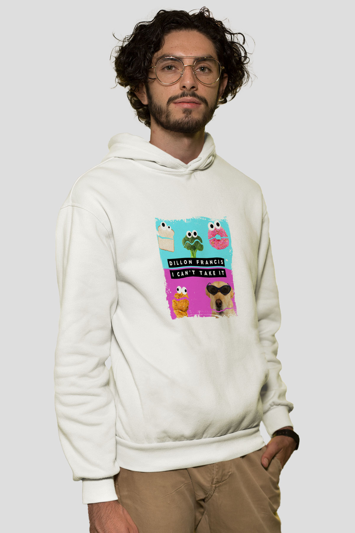 Dillon FrancisBaskılı Beyaz Hoodie