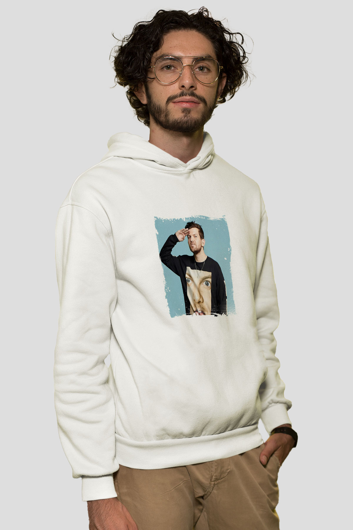 Dillon FrancisBaskılı Beyaz Hoodie