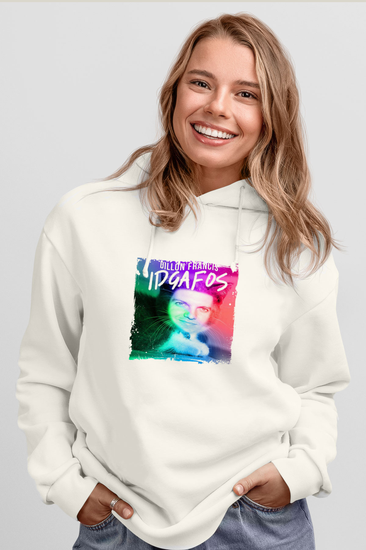 Dillon FrancisBaskılı Beyaz Hoodie