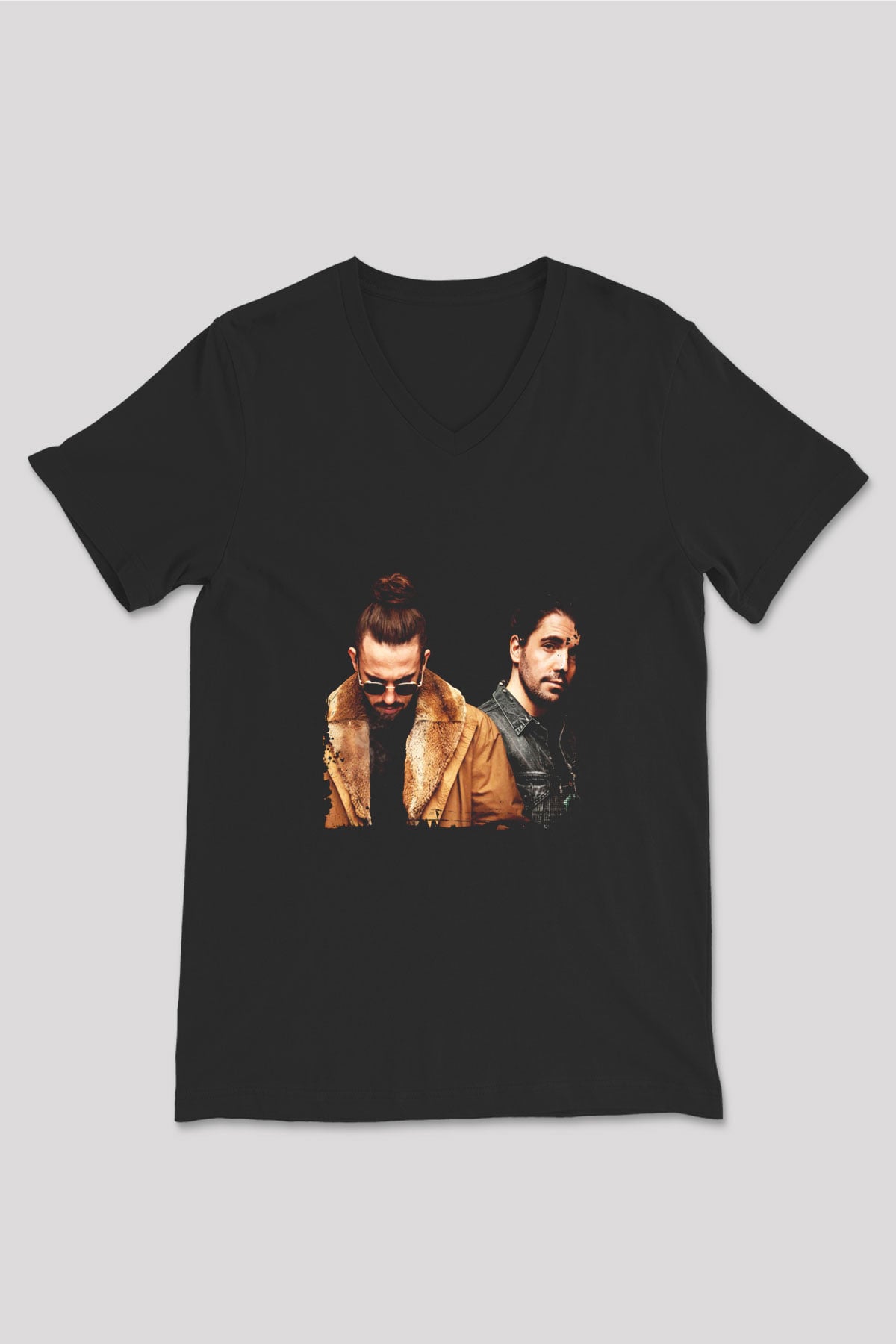 Dimitri Vegas & Like Mike Baskılı Unisex Siyah V Yaka Tişört