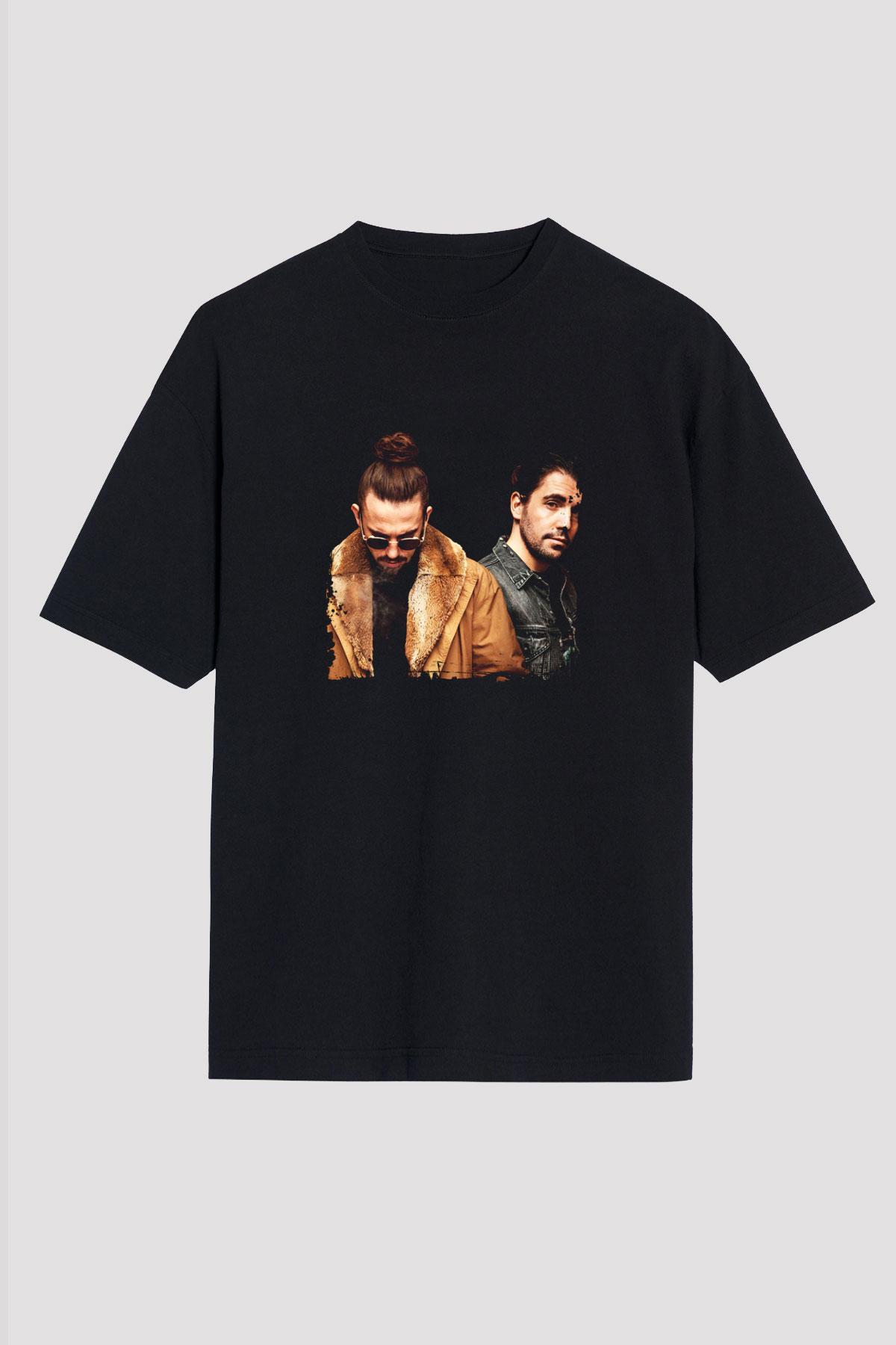 Dimitri Vegas & Like Mike Baskılı Unisex Oversize Siyah Tişört