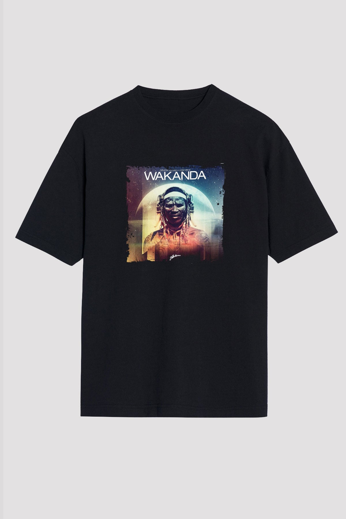 Dimitri Vegas & Like Mike Baskılı Unisex Oversize Siyah Tişört