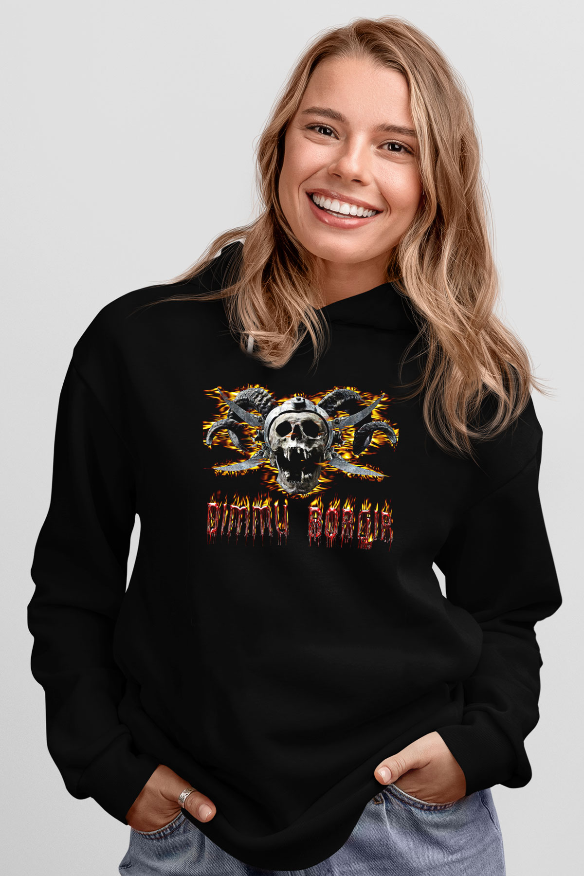 Dimmu Borgir Baskılı Unisex Siyah Kapüşonlu Sweatshirt