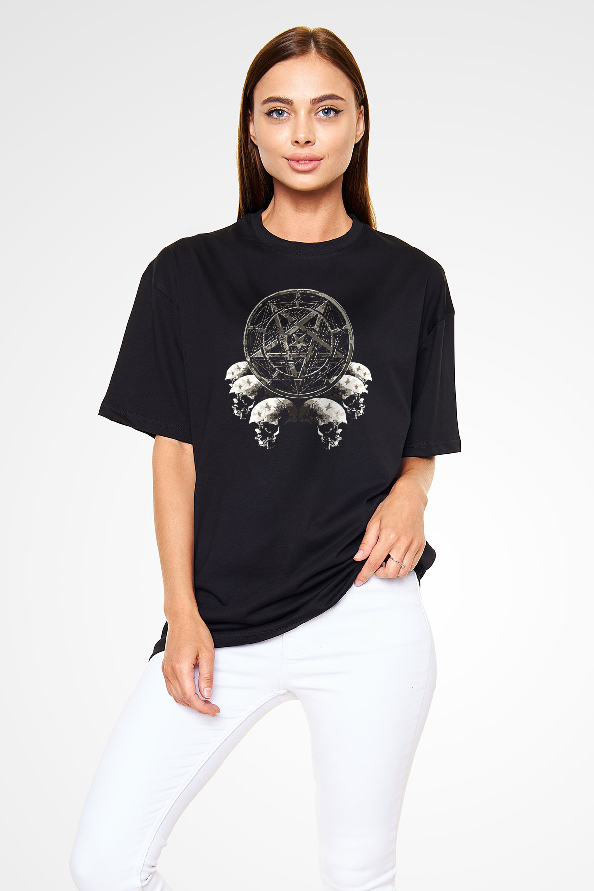 Dimmu Borgir Baskılı Unisex Siyah Oversize Tişört - Tshirt