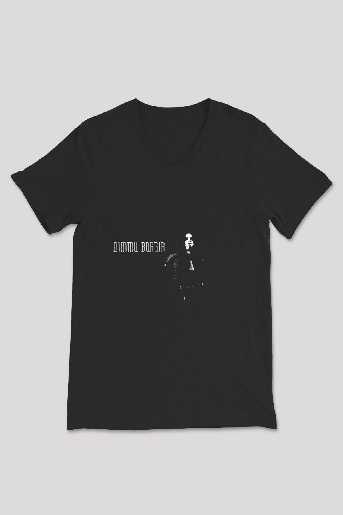 Dimmu Borgir Baskılı Unisex Siyah V Yaka Tişört - Tshirt