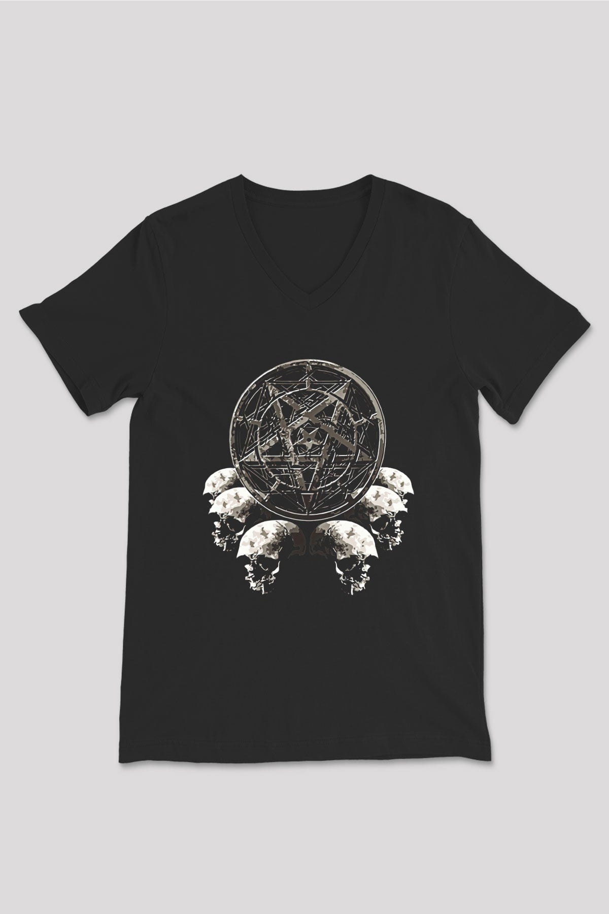 Dimmu Borgir Baskılı Unisex Siyah V Yaka Tişört - Tshirt