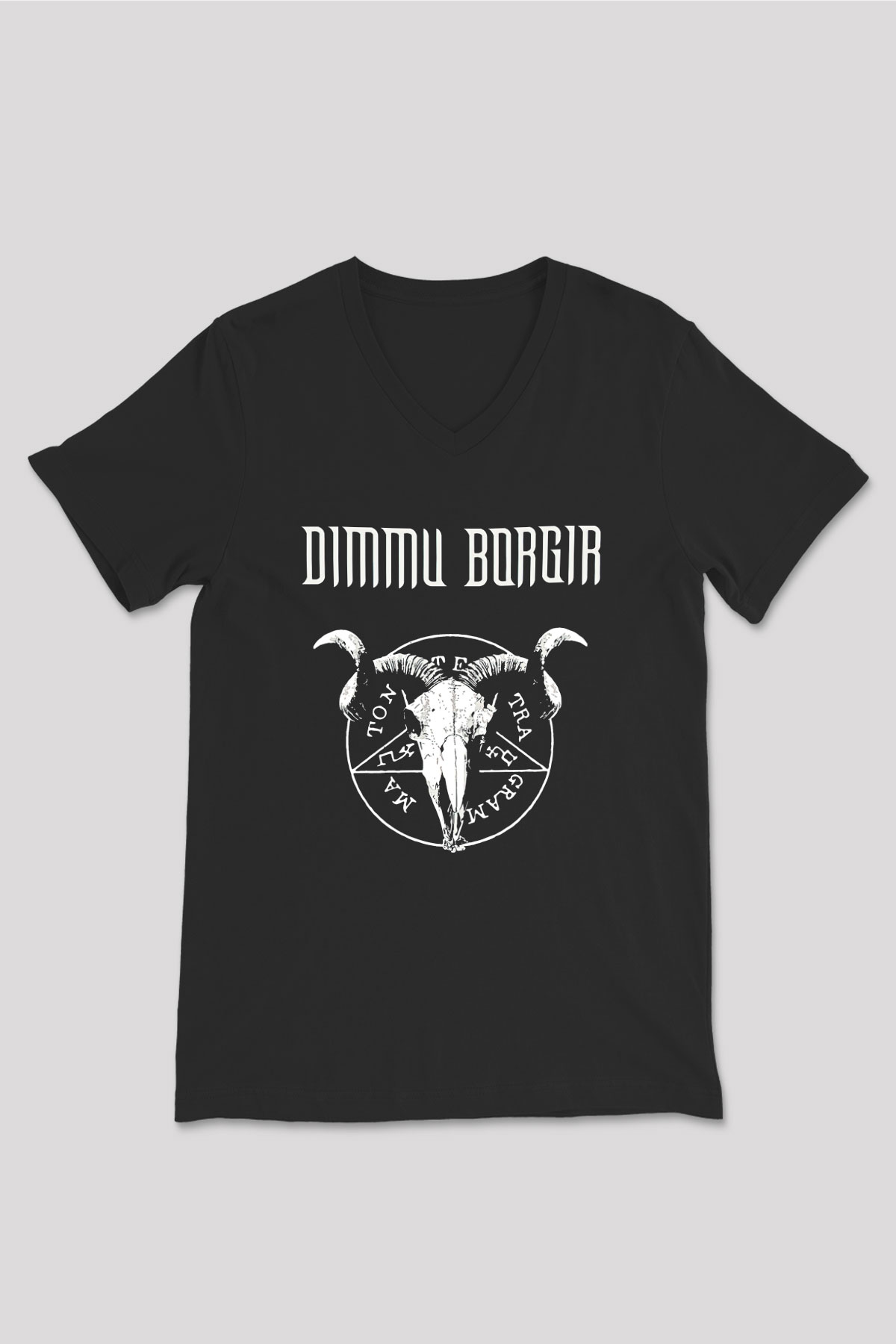 Dimmu Borgir Baskılı Unisex Siyah V Yaka Tişört - Tshirt