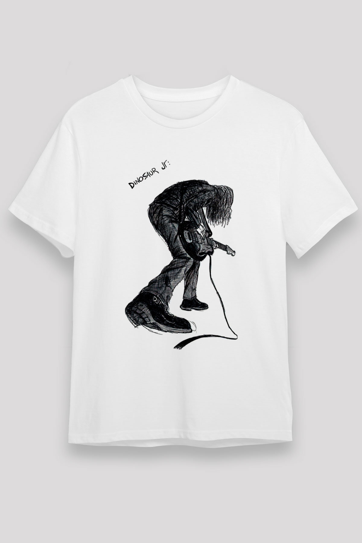 Dinosaur Jr Baskılı Unisex Beyaz Tişört - Tshirt
