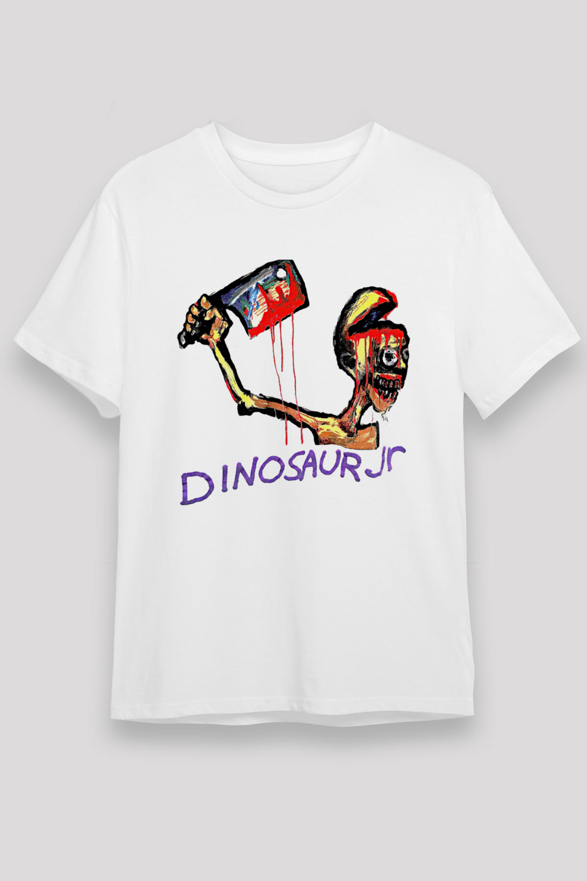Dinosaur Jr Baskılı Unisex Beyaz Tişört - Tshirt