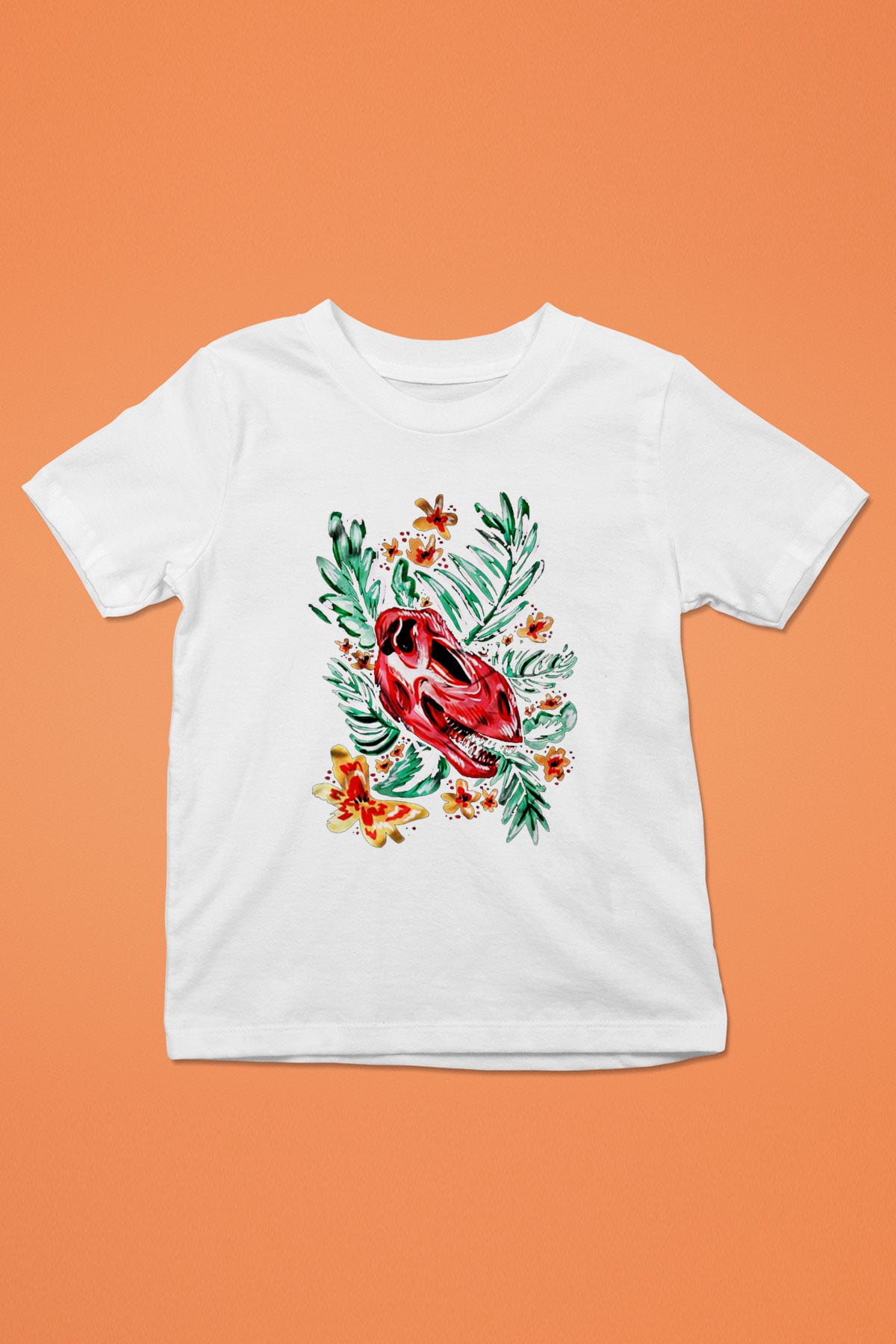 Dinozor Baskılı Beyaz Unisex Çocuk Tişört