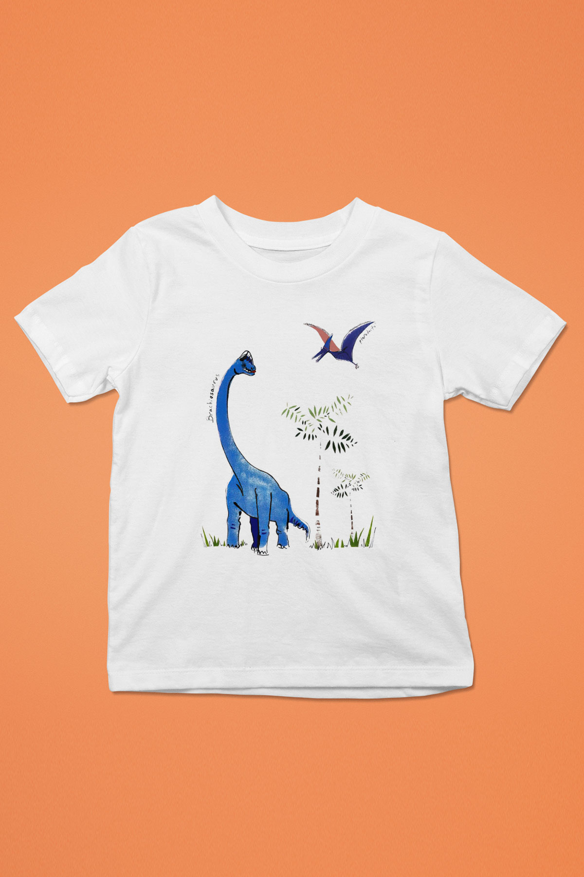 Dinozor Baskılı Beyaz Unisex Çocuk Tişört