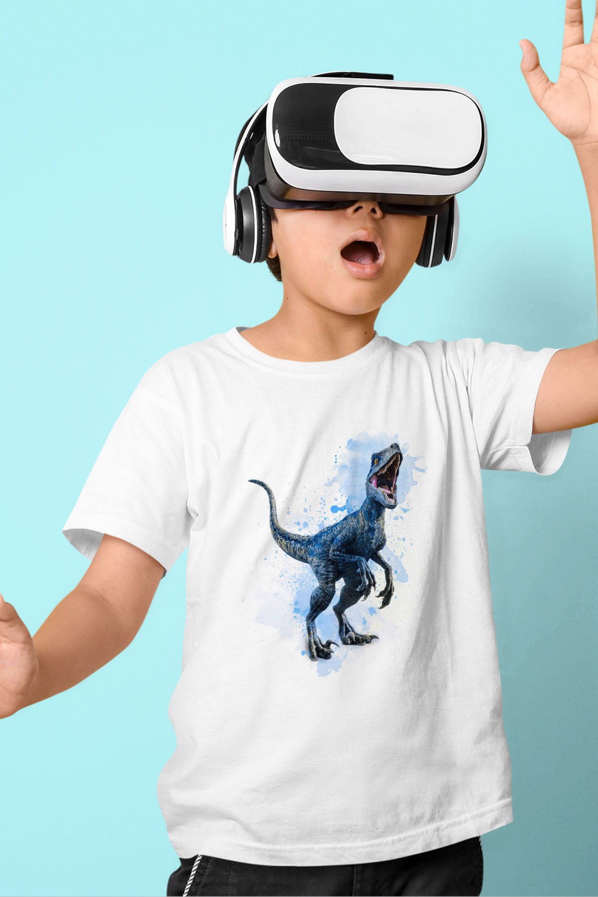 Dinozor Beyaz Unisex Çocuk Tişört