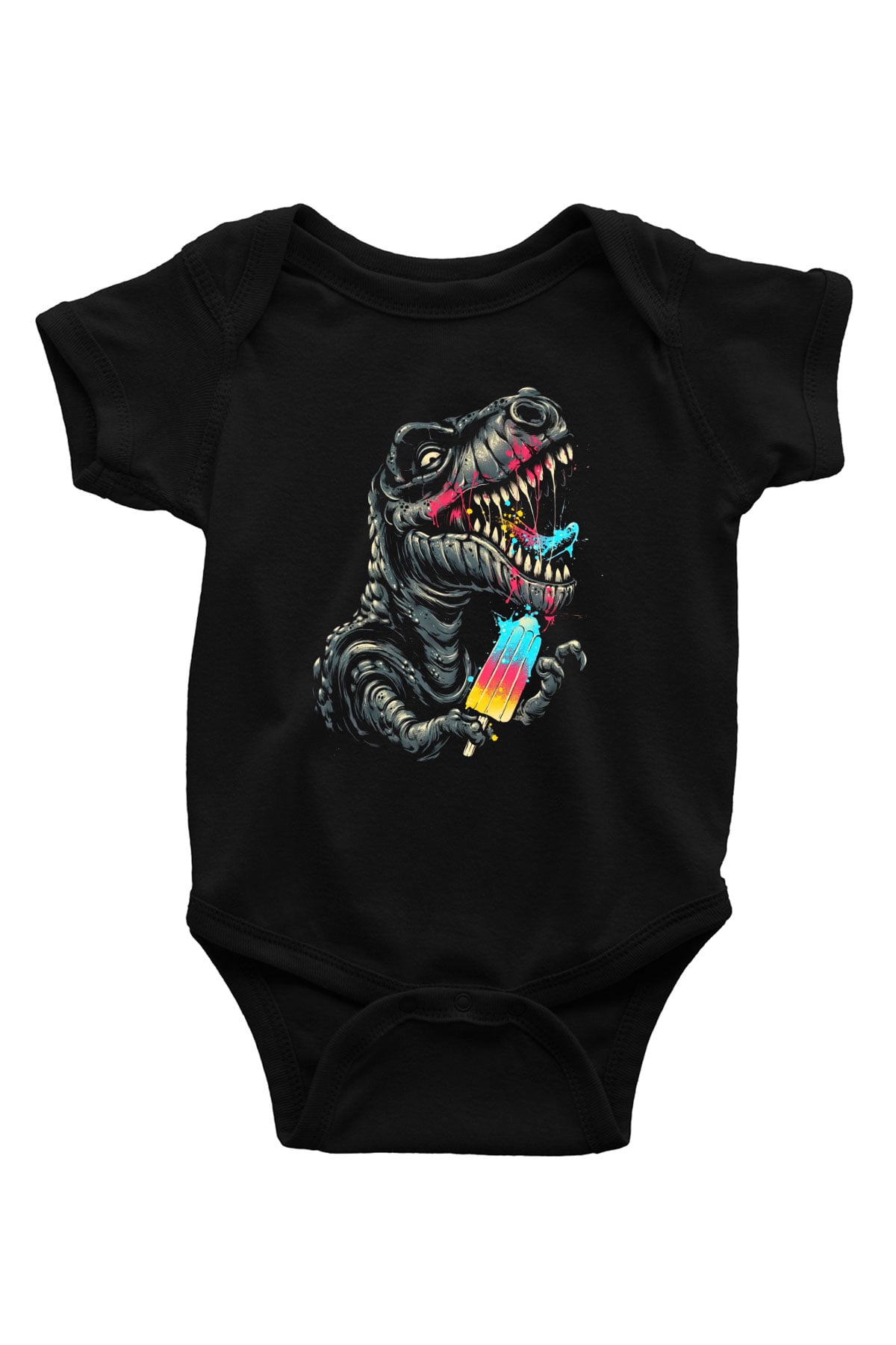 Dinozor Siyah Bebek Body - Zıbın