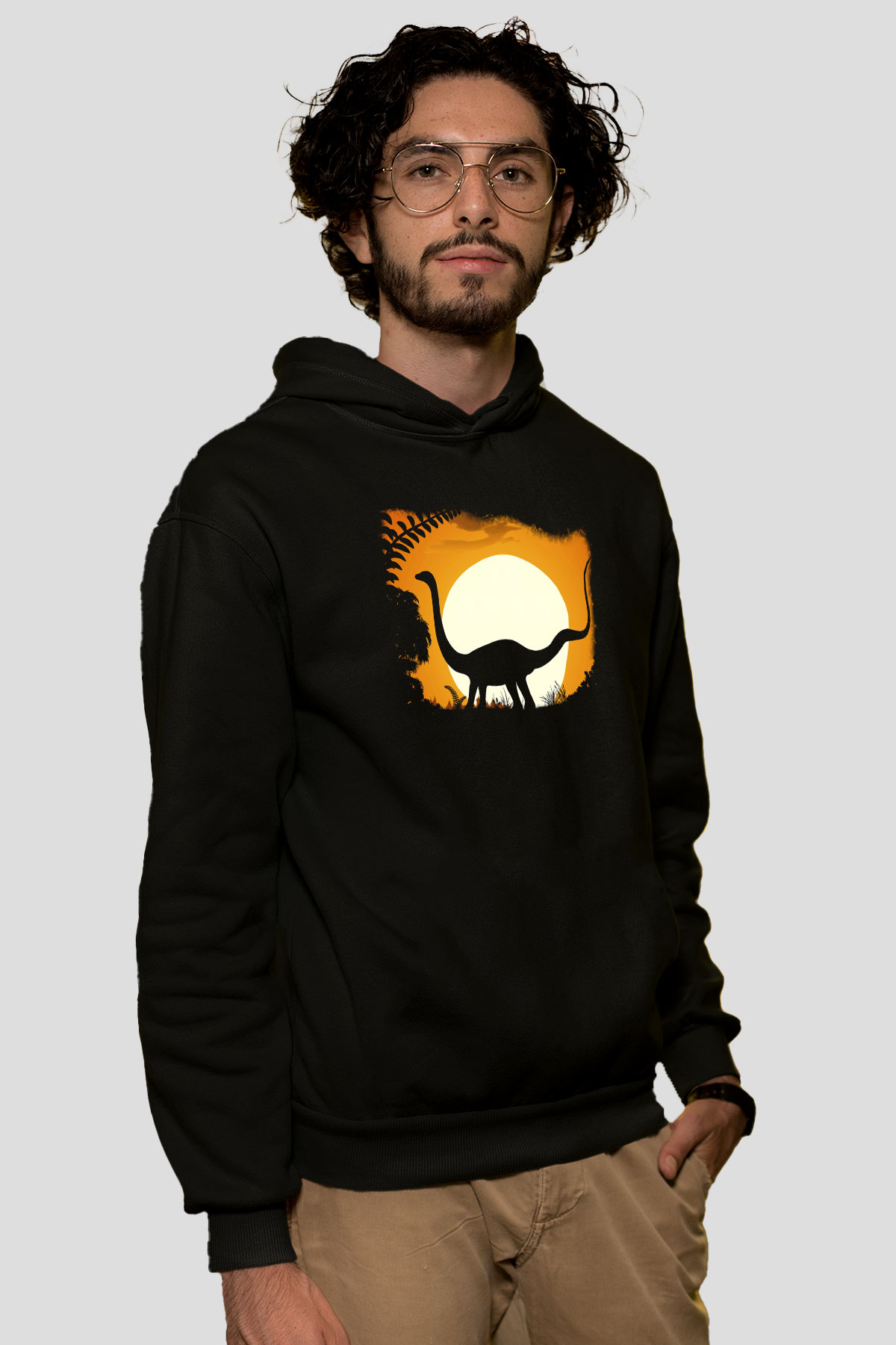 Dinozor Siyah Unisex Hoodie