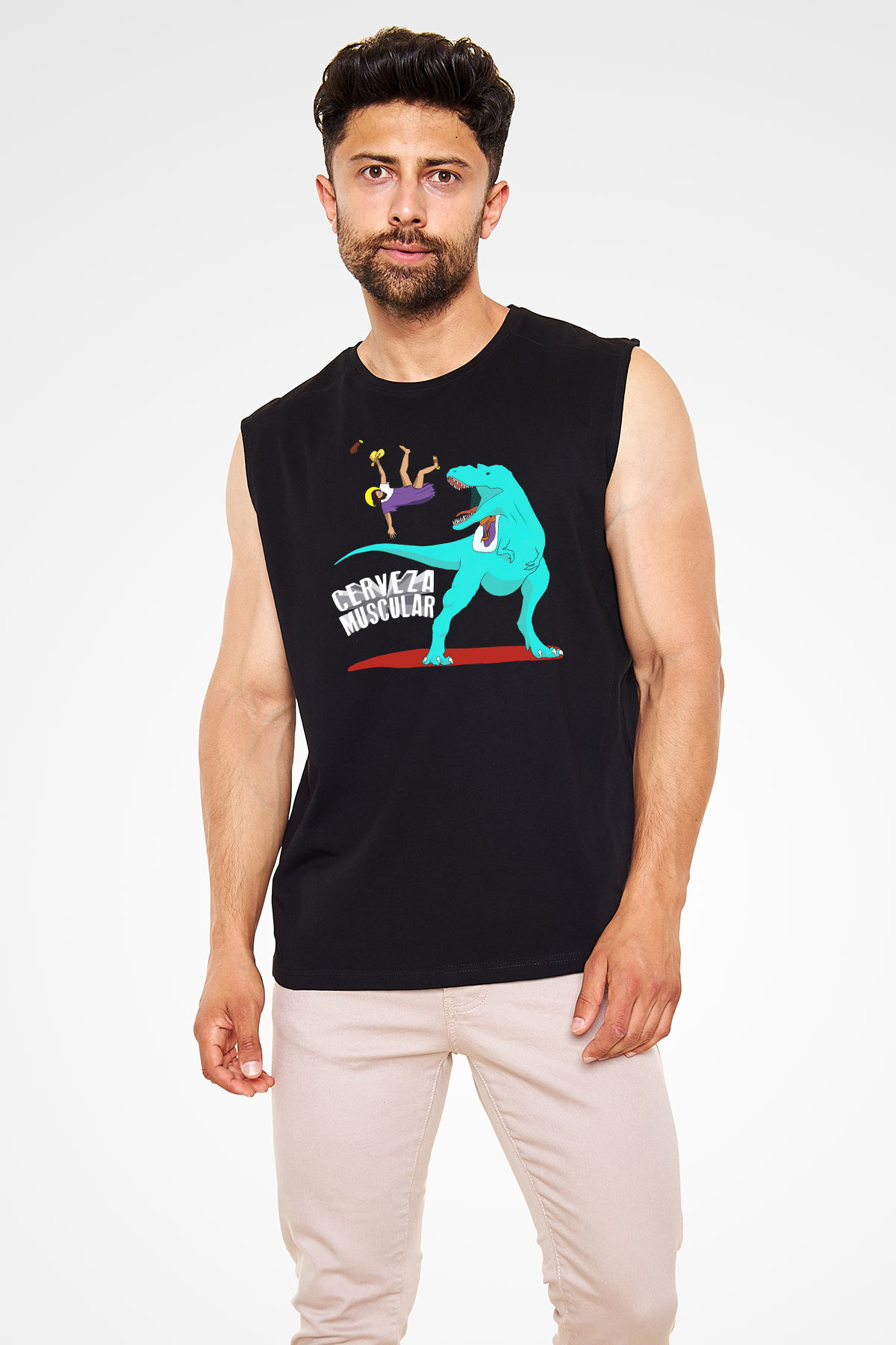 Dinozor Siyah Unisex Kolsuz Tişört