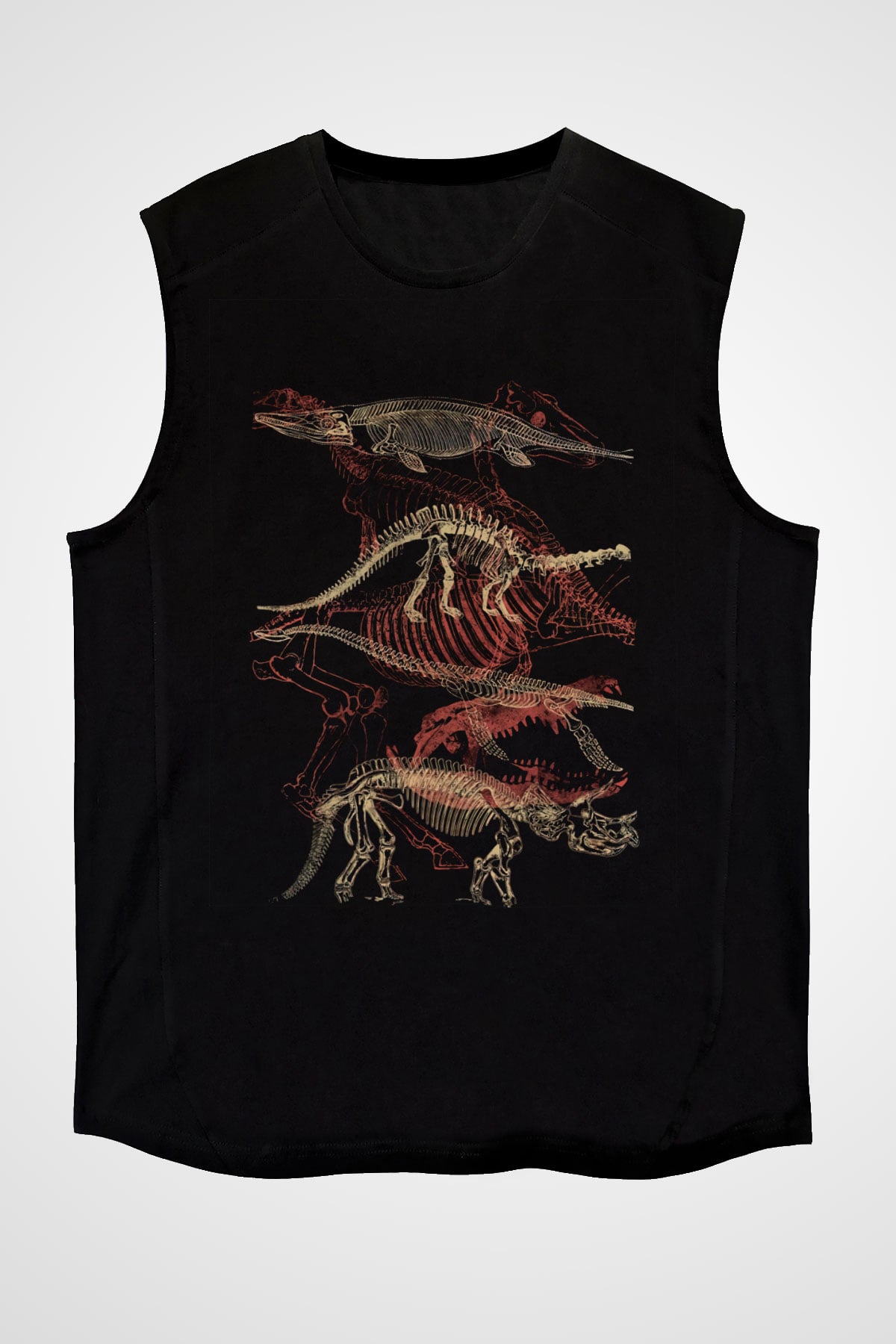 Dinozor Siyah Unisex Kolsuz Tişört