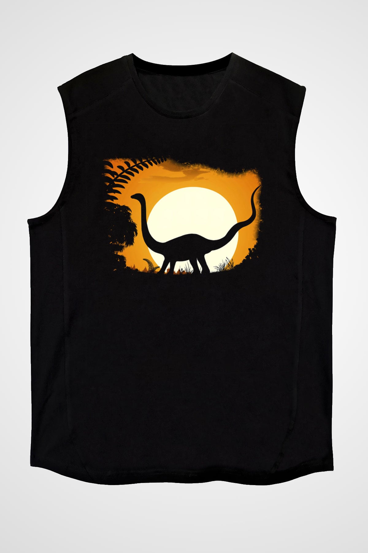 Dinozor Siyah Unisex Kolsuz Tişört