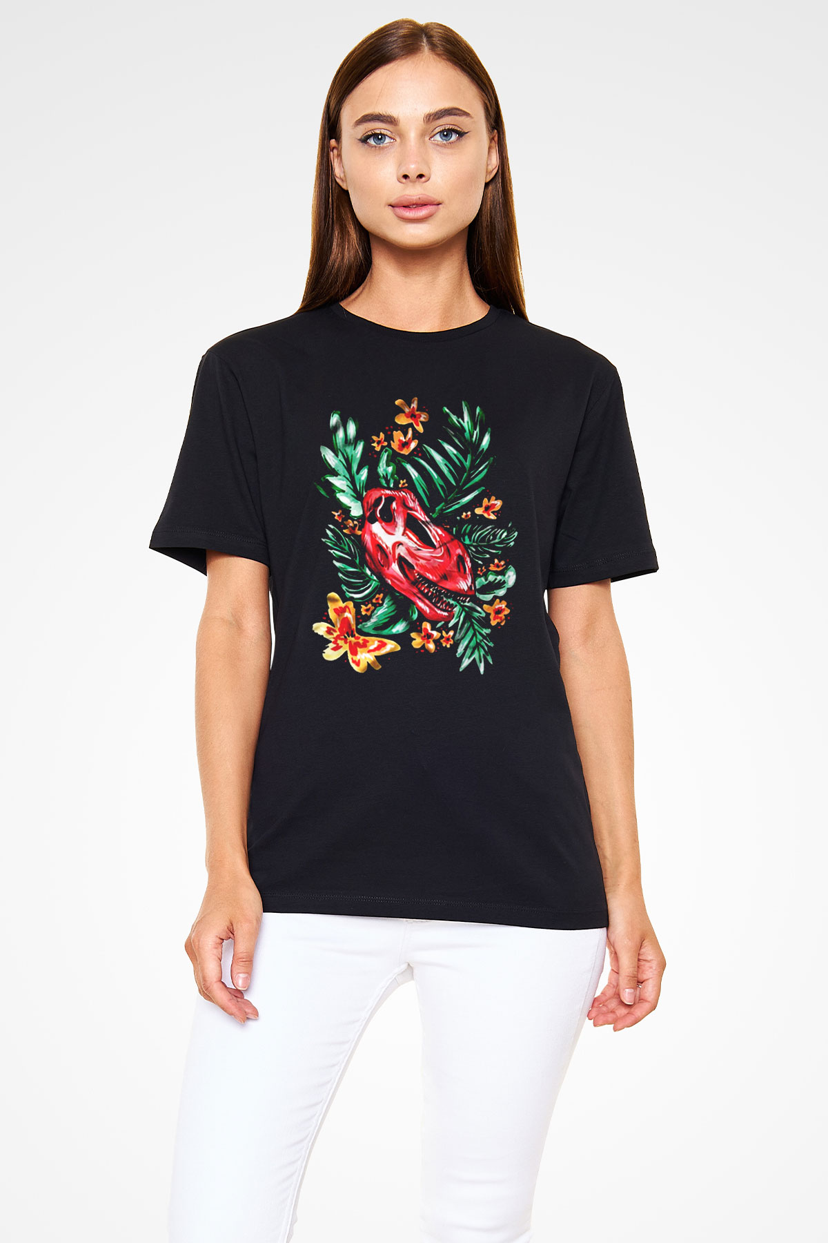 Dinozor Siyah Unisex Tişört T-Shirt - TişörtFabrikası