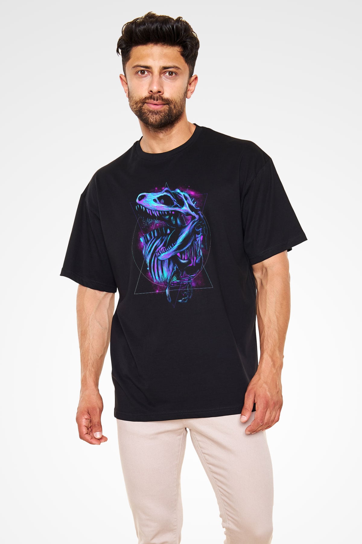 Dinozor Siyah Oversize Tişört Oversize T-shirt - TişörtFabrikası