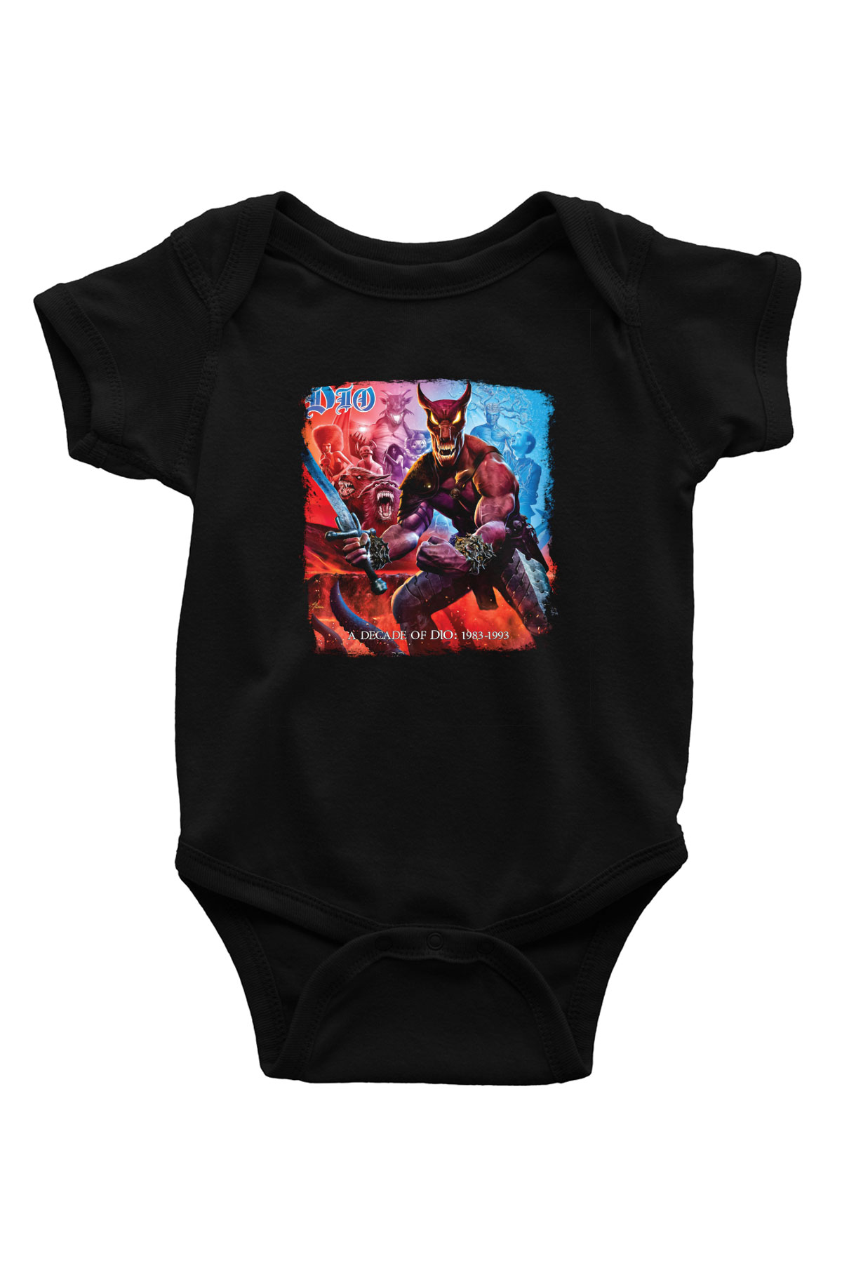 Dio Baskılı Unisex Siyah Bebek Body - Zıbın