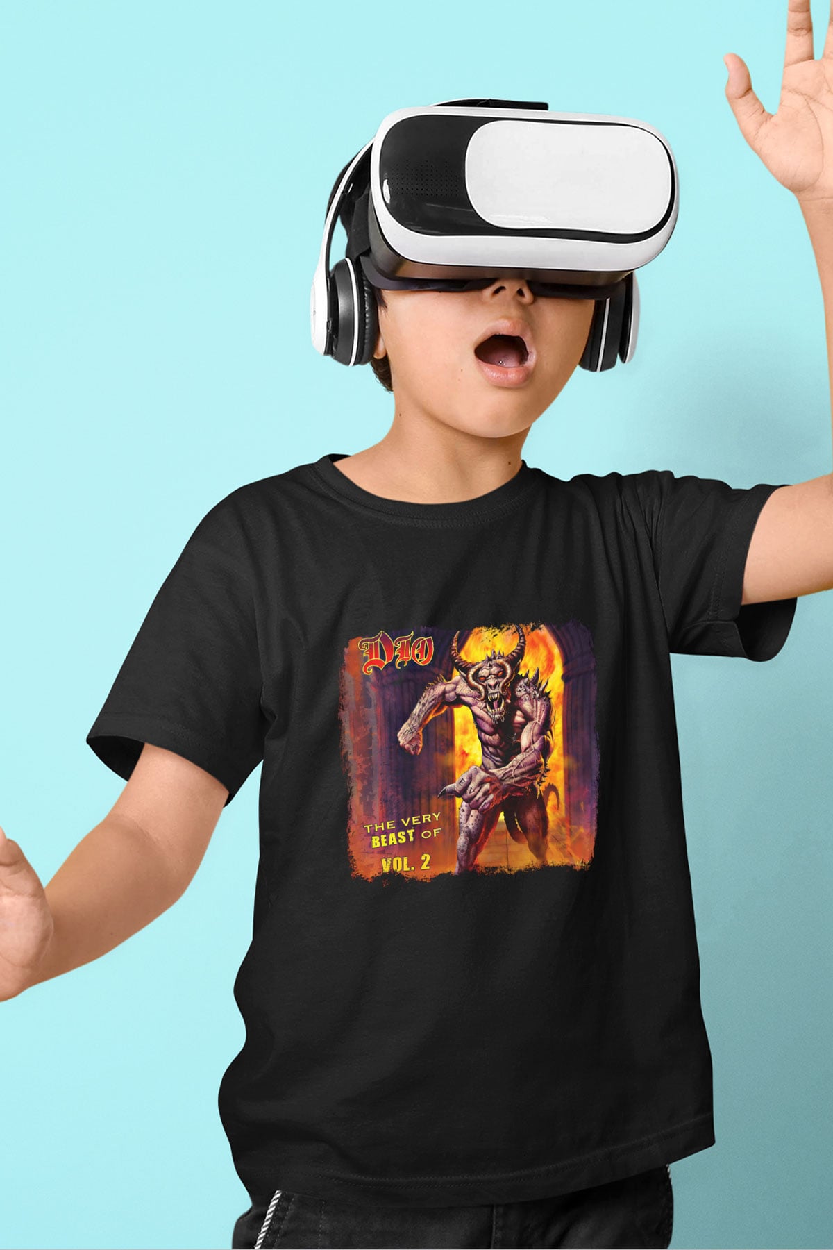 Dio Baskılı Unisex Siyah Çocuk Tişört