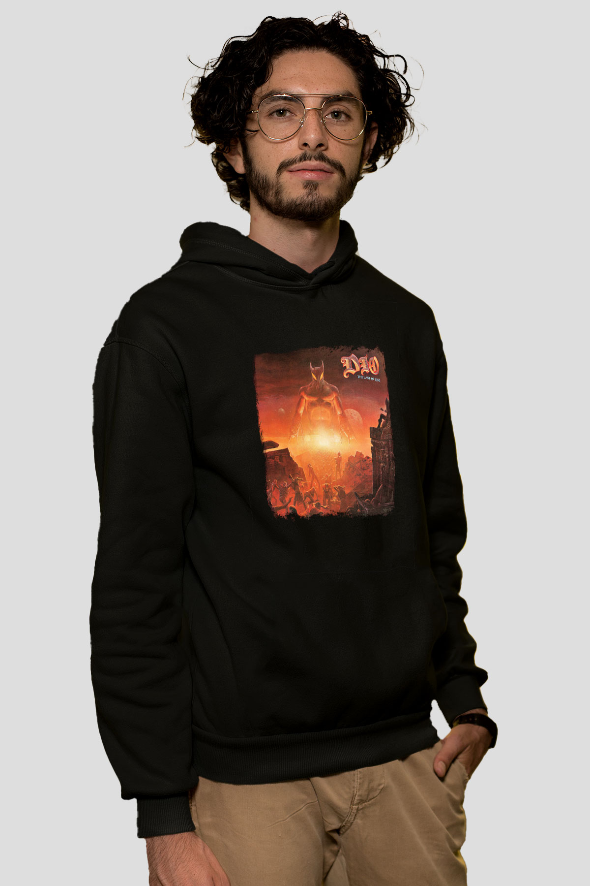 Dio Baskılı Unisex Siyah Hoodie