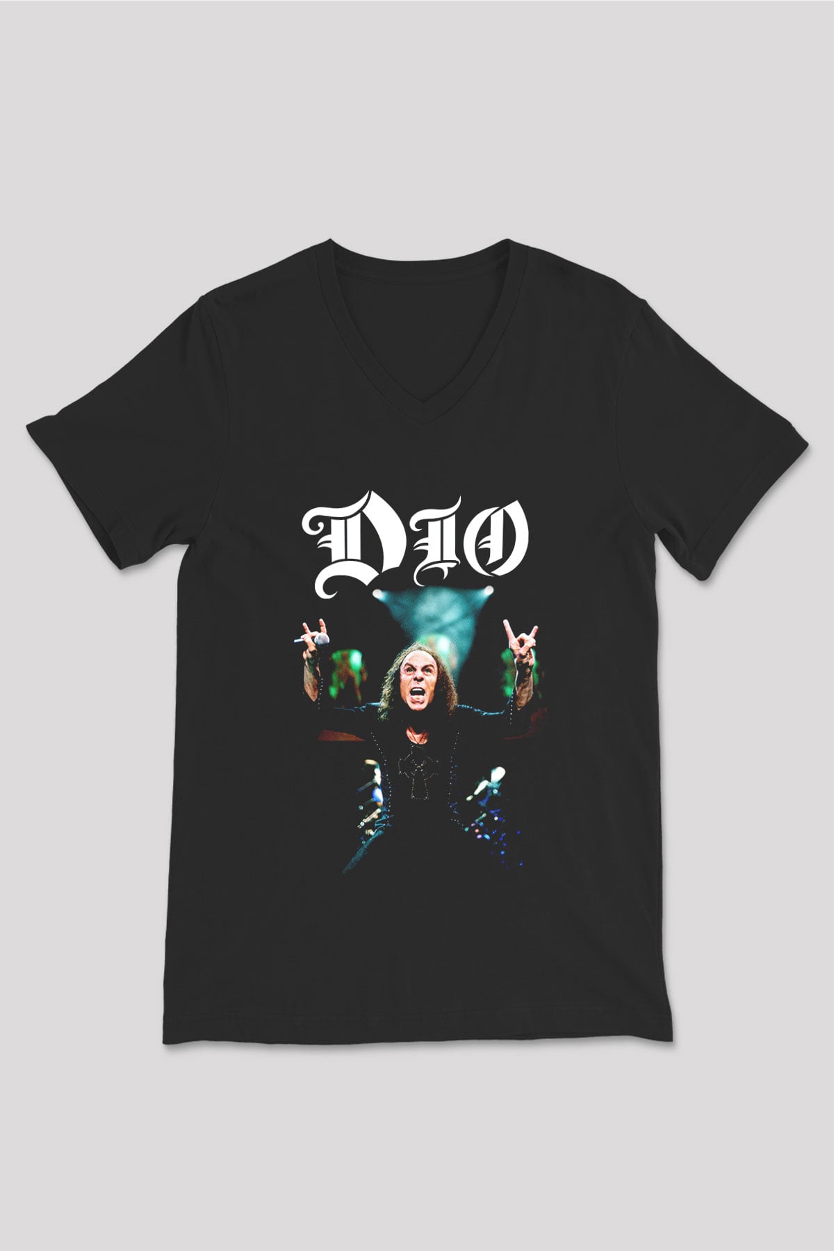 Dio Siyah Unisex V Yaka Tişört T-Shirt