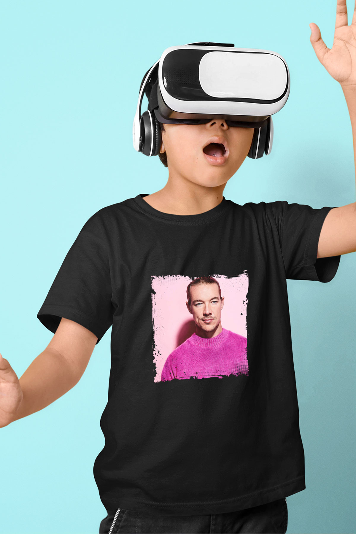 Diplo Baskılı Unisex Siyah Çocuk Tişört