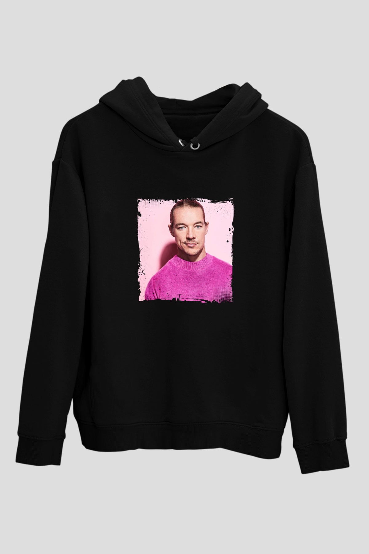 Diplo Baskılı Unisex Siyah Hoodie