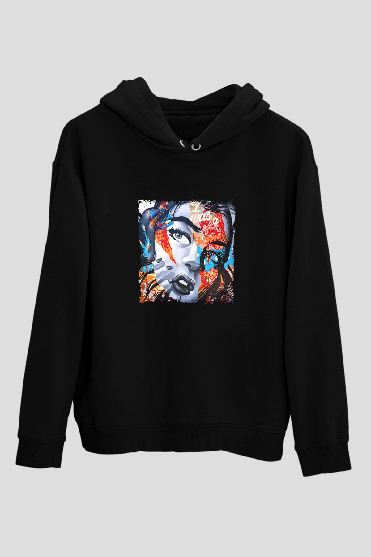 Diplo Baskılı Unisex Siyah Hoodie
