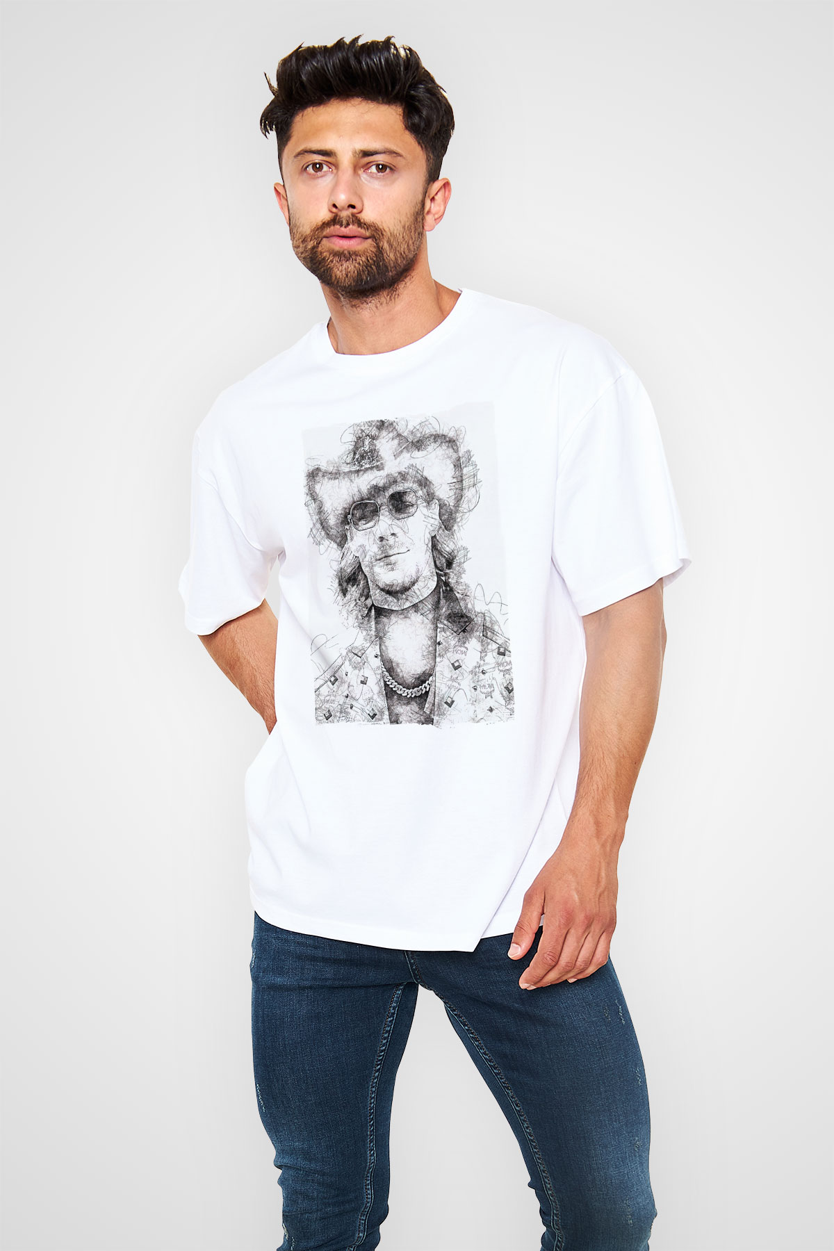 Diplo Beyaz Oversize Tişört Oversize T-shirt - TişörtFabrikası