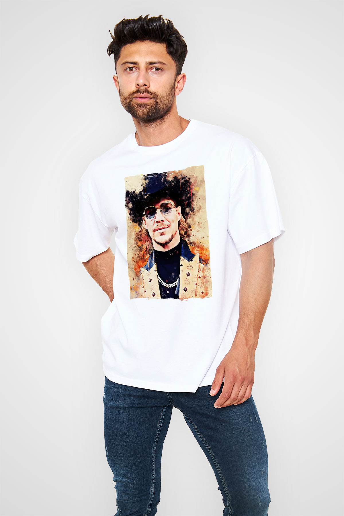Diplo Beyaz Oversize Tişört Oversize T-shirt - TişörtFabrikası