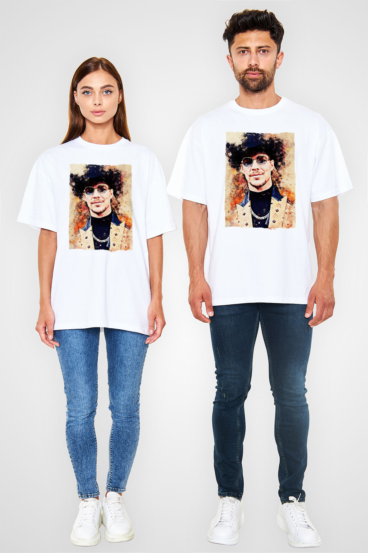 Diplo Beyaz Oversize Tişört Oversize T-shirt - TişörtFabrikası