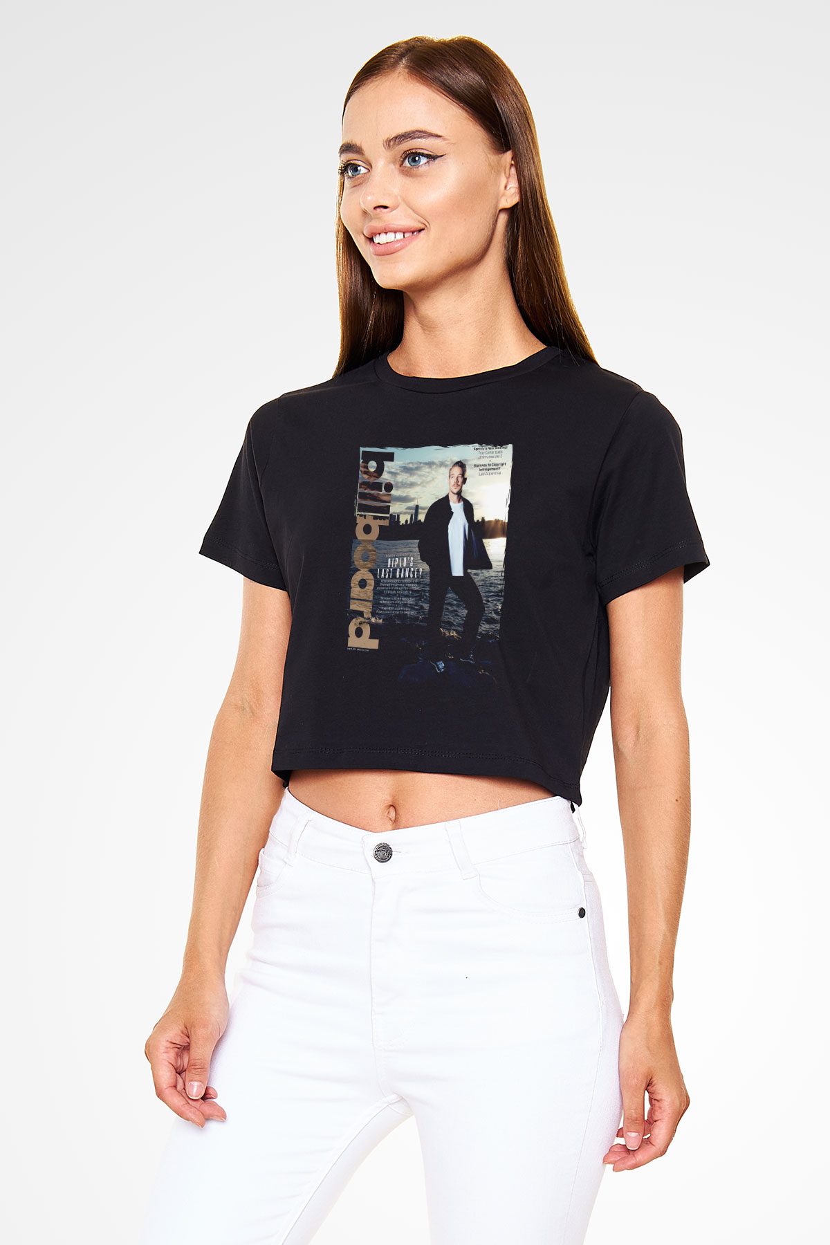 Diplo Siyah  Crop Top Tişört