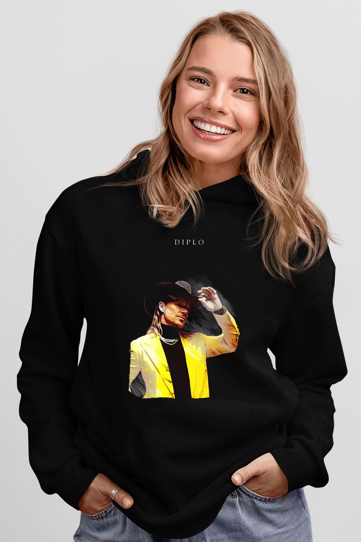 Diplo Siyah Unisex Kapüşonlu Sweatshirt
