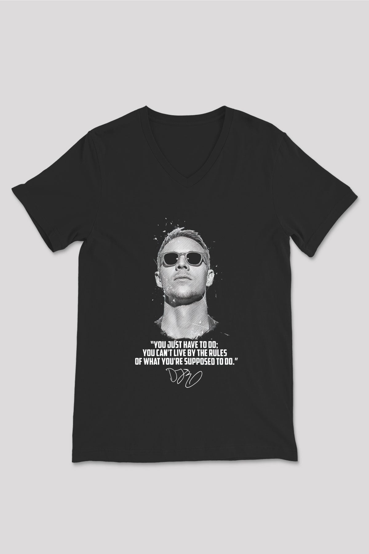 Diplo Siyah Unisex V Yaka Tişört