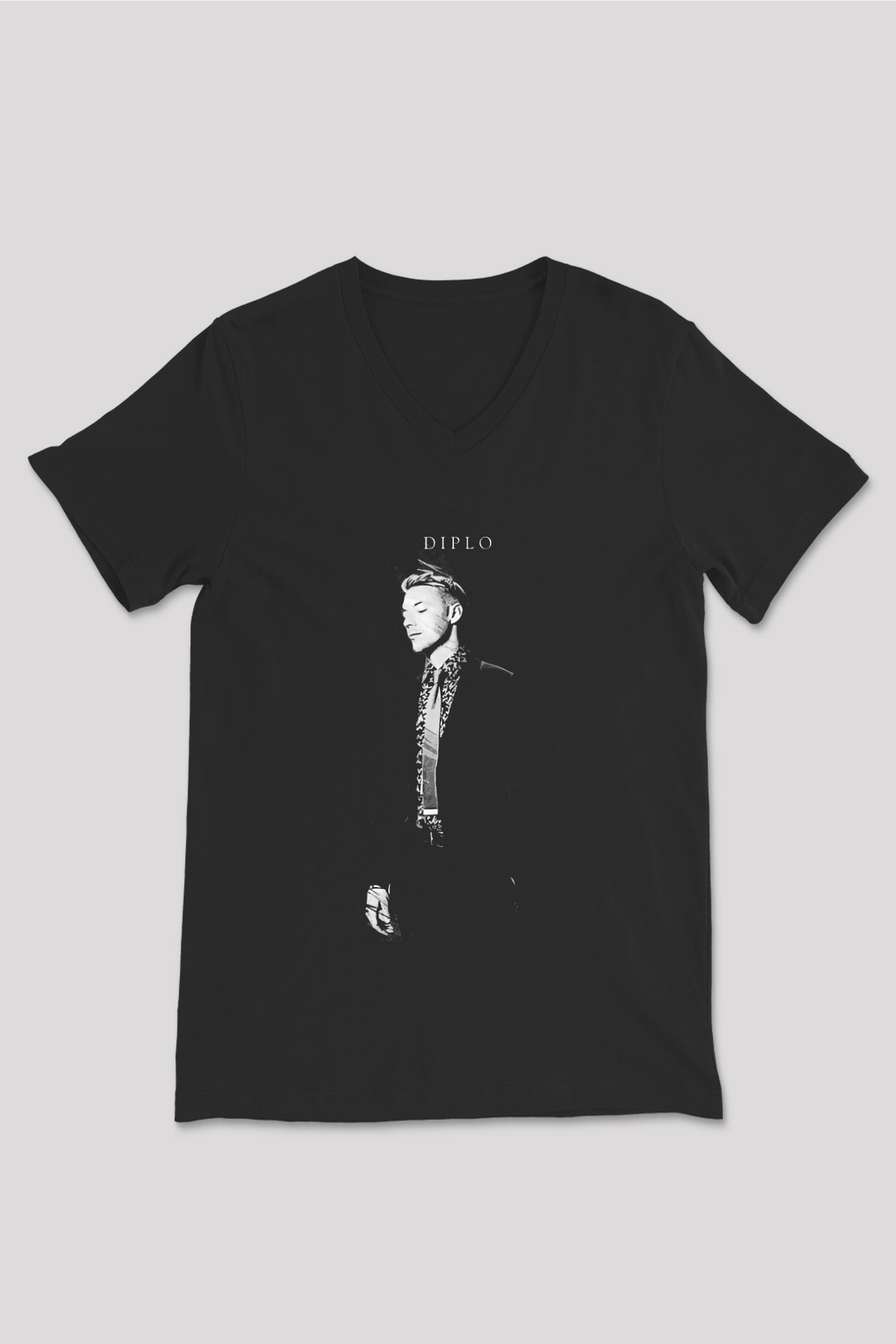 Diplo Siyah Unisex V Yaka Tişört